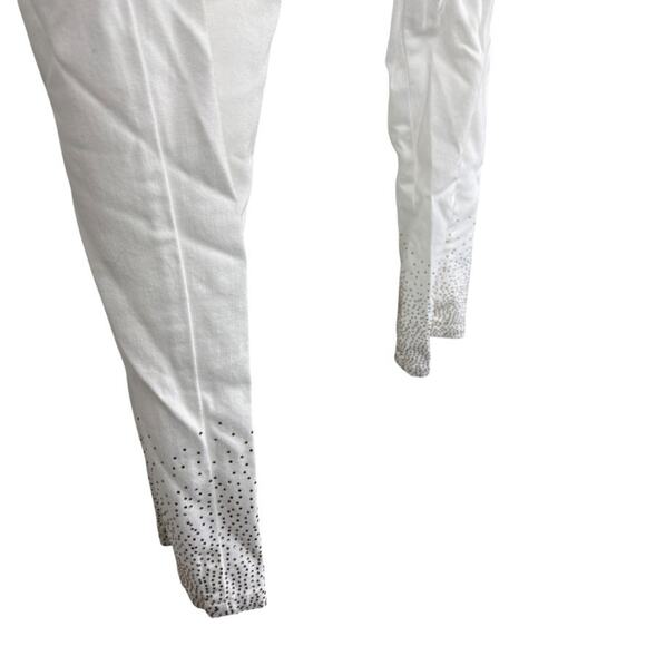 Soft Surroundings Womens White Studded Pull On Elastic Waist Stretch Pants sz L - Picture 2 of 16